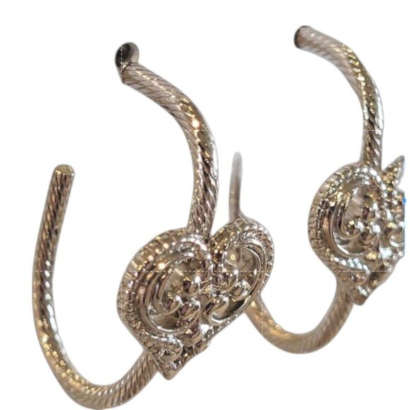 Vintage Avon Pierced Earrings Filigree Heart Silver Birthday Gift 1.5 in drop - Picture 7 of 11